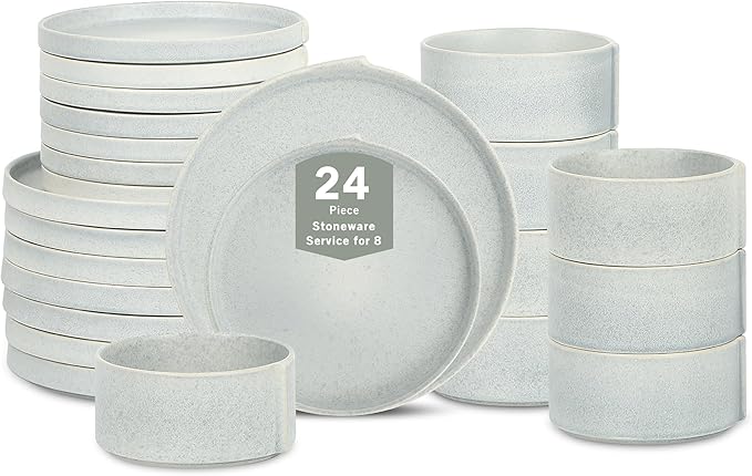 Stone Lain Bao 24-Piece Dinnerware Set Stoneware, Blue-Grey