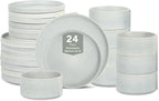 Stone Lain Bao 24-Piece Dinnerware Set Stoneware, Blue-Grey