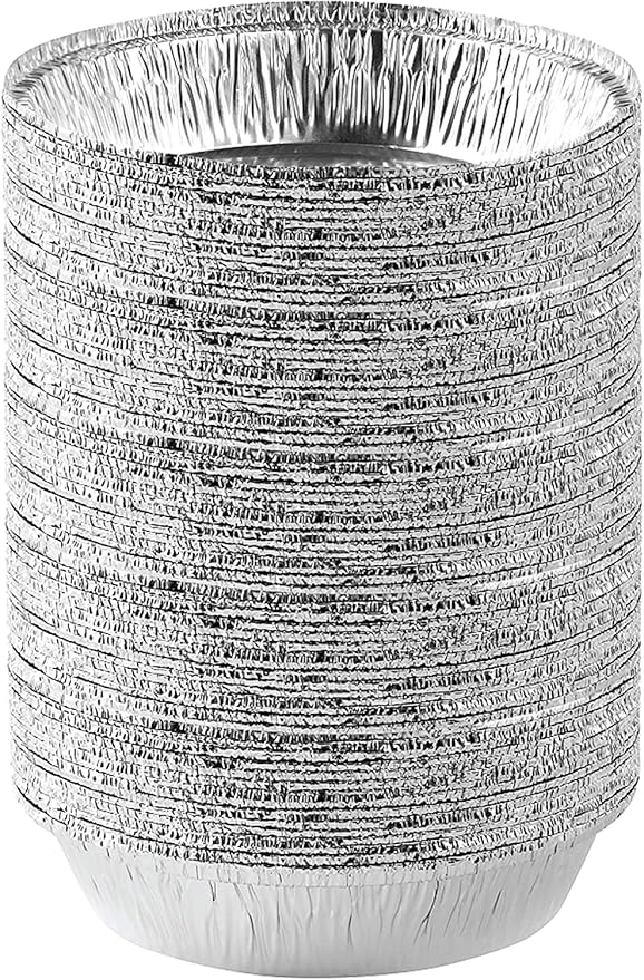 Mr Miracle Pack of 50 Disposable Aluminum Foil Pans –7 Inch Circular Aluminum Pans, Ideal for Baking, Storing, Heating, Serving, BBQ - Round Foil Pans