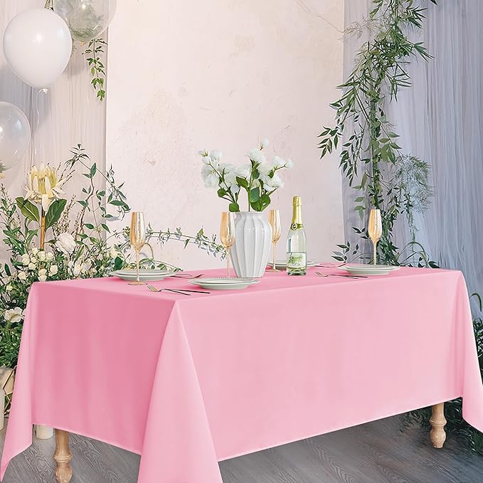 Fitable Pink Tablecloths for Rectangle Tables, 6 Pack - 70 x 120 Inches - Reusable and Washable Table Clothes for 6-8 Ft Tables, Polyester Fabric Table Covers for Wedding, Party, Banquet