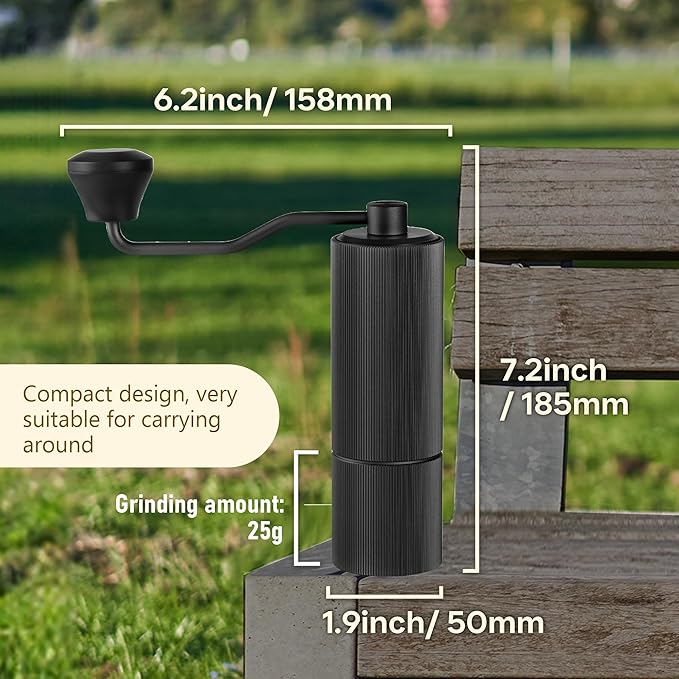 Mini Manual Coffee Grinder, 40 Adjustable Settings, Portable Hand Mill with 30g Capacity, Conical Burr for Espresso, Pour Over, Travel, Camping, Office (Black)