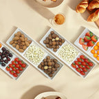 Divided Serving Tray Platter, 2 Pack 15" x 5" Fruit Veggie Food Tray for Party, Plastic Serving Trays for Appetizer, Snack, Dessert, Cookie, Brunch Decorations Platters, White Trays BPA-Free