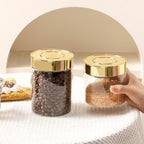 Airtight Glass Food Storage Containers, Kitchen Glass Canisters with Lids -Coffee Pasta Sugar Tea Snack Nuts Cookie Flour Food Container - Set of 2,Wide Mouth, One-Touch Locking Lids