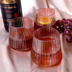 40 Pack Plastic Ribbed Wine Glasses, 14Oz Origami Disposable Wine Glasses Unbreakable Clear Plastic Cocktail Glasses Recyclable Shatterproof Reusable Wine Cups (14oz-pink-40pack)