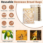 2 Pack Beeswax Bread Bags - Large Reusable Cotton Linen Food Storage Covers for Sourdough & Homemade Bread, Waxed Bags Keep Bread Fresh, Proofing Bag Freezer-Safe, Easy Clean