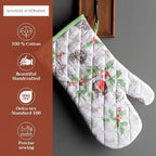 Maison d' Hermine Oven Gloves 100% Cotton Oven Mitt 7" x 13" with Loop Heat Resistant, BBQ, Cooking Gloves, Baking, Grilling, Kitchen, Handling Hot Pans (Pack of 1, Christmas Dew)