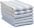 SYDR Premium Kitchen Towel (18”x 28”, 6 Pack), Cotton Kitchen Hand Towel, One Side Terry Dish Towel, Highly Absorbent Set with Hanging Loop, Sky Blue