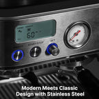 Espresso Machine with Grinder, Espresso Maker with 58MM Portafilter & Milk Frother, Latte Machine, Cappuccino Machines for Home, Automatic Stainless Steel Expresso Coffee Machines
