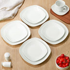 10" Square Dinner Plates Set of 4, White Ceramic Plates for Dinner, Salad, Appetizer & Dessert, Microwave, Dishwasher Safe Dinnerware for Kitchen, Perfect for Party Wedding Birthday & Christmas Dishes