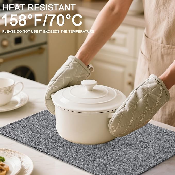 Homaxy Cloths Placemats for Dining Table Set of 6, Heat Resistant Washable Cotton Linen Blend Table Mats, Easy to Clean Place Mats for Indoor Outdoor Party Kitchen Decoration, 13" x 19", Dark Grey