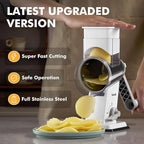 Geedel Rotary Cheese Grater - Upgraded Vegetable Shredder with 4 Interchangeable Blades, Easy to Clean Cheese Shredder with Handle, Kitchen Grater Nuts Grinder for Cutting Cheese, Vegetable, Nuts