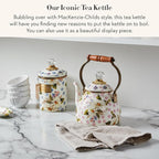 MACKENZIE-CHILDS Enamel Tea Kettle, Cute Kitchen Kettle for Stovetop, 2-Quart Capacity, Pink Wildflowers