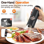 Electric Salt and Pepper Grinder Set (2 Pack), USB Rechargeable One Hand Operation, Adjustable Coarseness Mill Grinders Shakers LED Light, Automatic Pepper Grinder for Kitchen Gadgets Gifts