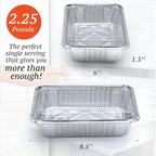 Spare Essentials (110 Pack) 2.25LB Aluminum Containers with Lids 8.5"x6" - Disposable Foil Pans for Takeout, Baking, Freezing, Food Storage - Aluminum Pans, To Go Containers with Plastic Lids