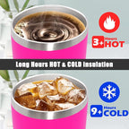 20 oz Tumbler Coffee Tavel Tumblers Bulk with Lid Stainless Steel Double Wall Vacuum Insulated Mug Powder Coated Cups fit Car Cupholder for Hot and Cold - Hot Pink, 4Pack