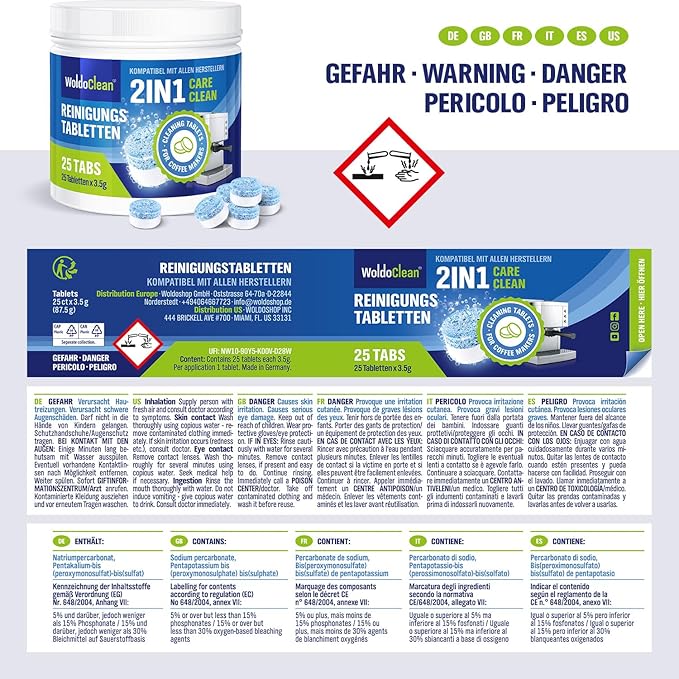 2-Phase Cleaning Tablets for Espresso Machines 25 Tablets - compatible with Breville, Jura, Bosch, Philips, Casabrews, KitchenAid, De'Longhi, Ninja