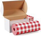 Exquisite Party Solids 54 Inch X 300 Feet Red Gingham Plastic Table Cover Roll in A Cut - to - Size Box with Convenient Slide Cutter. Cuts Up to 36 Rectangle 8 Feet Plastic Disposable Tablecloths