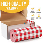 Exquisite Party Solids 54 Inch X 100 Feet Red Gingham Plastic Table Cover Roll in A Cut - to - Size Box with Convenient Slide Cutter. Cuts Up to 12 Rectangle 8 Feet Plastic Disposable Tablecloths
