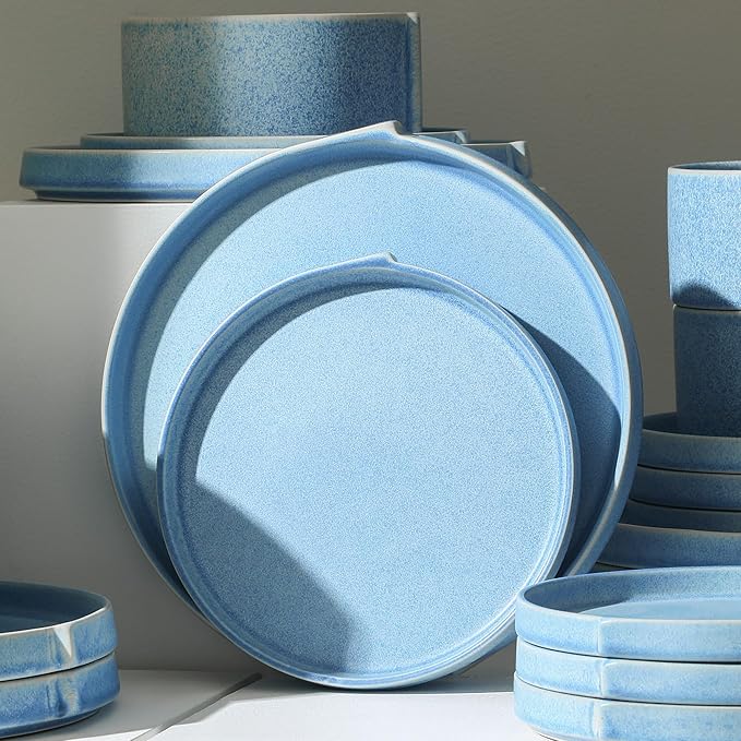 Stone Lain Bao 4-Piece Dinner Plate Set Stoneware, Blue