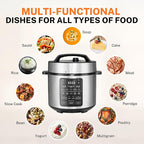 Simple Deluxe 12-in-1 Electric Pressure Cooker, 6QT Stainless Steel & Non-Stick Multi Cooker for Slow Cook, Meat Stew, Cake, Porridge, Multigrain, Dishwasher Safe, Silver