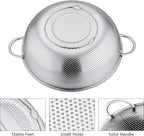 P&P CHEF Colander Set of 3, Stainless Steel Micro-Perforated Colanders Strainers for Draining Rinsing Washing, Ideal for Pasta Vegetables Fruits, Heavy Duty & Dishwasher Safe - 1/3/5 Quart