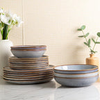 AmorArc 8.5'' Large Ceramic Pasta Bowls Set, 36oz Stoneware Bowls Set of 4 for Kitchen, Reavtive Glaze Bowls-Microwave, Dishwasher Safe for Pasta,Salad,Oatmeal -Blue