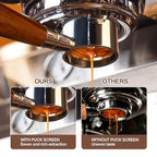 54 mm Bottomless Portafilter with Puck Screen, 3 Ears Espresso Portafilter Compatible with Breville Barista Express Machines,Stainless Steel Porta filter and Rosewood Handle