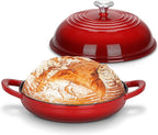 Bread Oven for Sourdough (5.5 QT), Joyfair Enamaled Cast Iron Bread Dutch Oven with Lid, Sourdough Bread Baking Pan with Heavy Duty Dual Handles, Non-Stick & Even Cooking, Oven-safe up to 500°F, Red