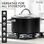 MICHELANGELO Stock Pot with Lid, Nonstick Cooking Pot, 6 Quart Soup Pot with Lid, Non Stick Pots with Stainless Steel Handle, Induction Compatible, Black