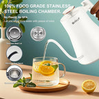 Electric Kettle, Gooseneck Electric Water Kettle for Pour Over Coffee & Tea, 0.8L Quick Heating Small Hot Water Kettle Electric, Stainless Steel, Auto-Off & Boil Dry Protection, Matte White