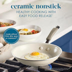 Rachael Ray Cucina Ceramic Nonstick Frying Pan/Skillet, 8.5 Inch Non Stick Open Fry Pan, Dishwasher Safe - Almond