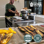 Ultra Cuisine Stainless Steel Baking Rack - 10x14.75 inch Jelly Roll Pan Wire - Oven Grill Sheet Pan - Oven Safe - Dishwasher Safe - Heavy Duty Wire Cooling Rack for Cooking Baking and Roasting