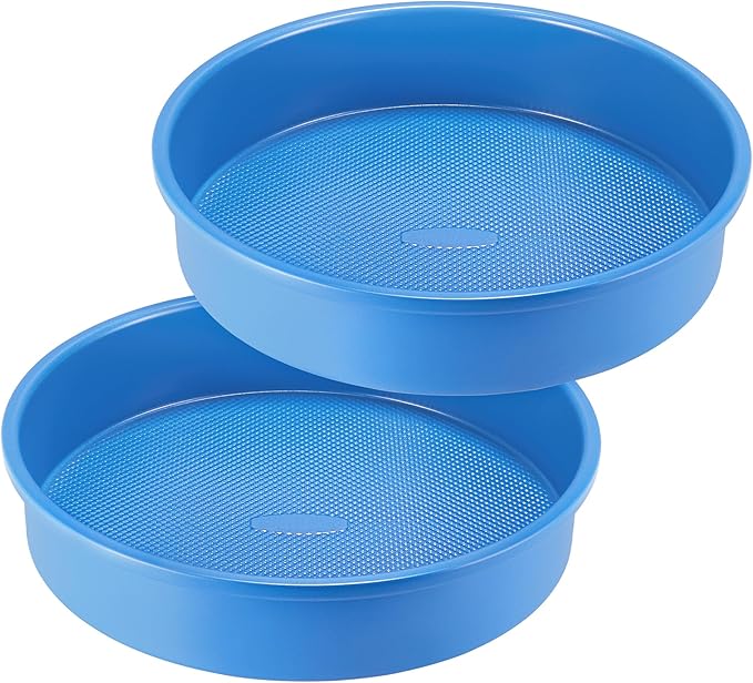 HONGBAKE 9 Inch Round Cake Pan Set of 2, Nonstick Ceramic Coating Cake Molds with Diamond Texture, Aluminized Steel Cake Pans Sets for Baking & Cheesecake, Heavy Duty & Non-Toxic (Deep Blue, 2PCS)
