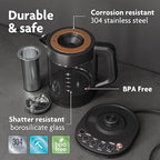 Vianté Electric Kettle With Infuser For Loose Leaf. Hot Tea Maker With Temperature Control And Automatic Shut Off. Tea Kettle With Brewing Programs. 1.5 Liters Capacity | Black Color