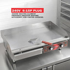 Commercial Electric Griddle 29 Inch Large Countertop Griddle Non-Stick Flat Top Grill Stainless Steel Teppanyaki Griddle with Adjustable Temperature 90℉-575℉ for Restaurant Use 240V 3500W