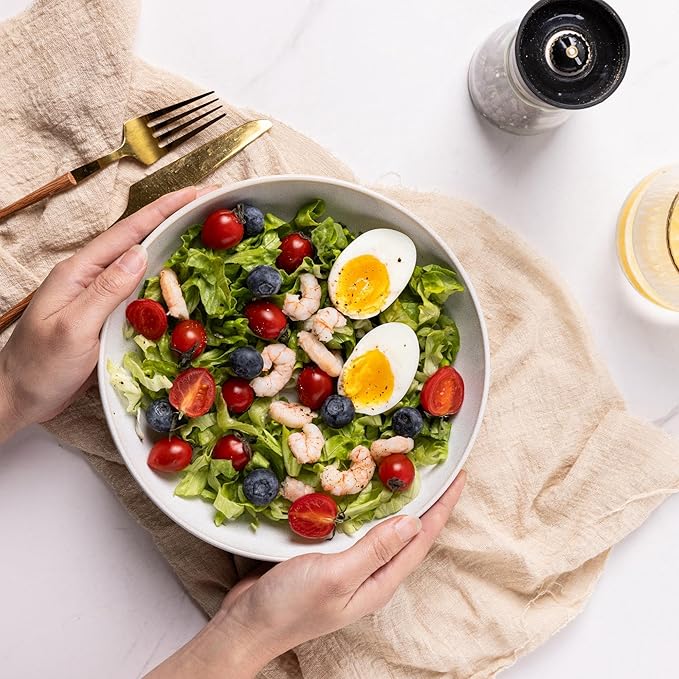 AmorArc 8.5'' Large Pasta Bowls, 36oz Stoneware Pasta Serving Bowls Set of 4 for Kitchen, Wide Bowls for Pasta,Salad,Oatmeal, Microwave Safe, Reactive-Color