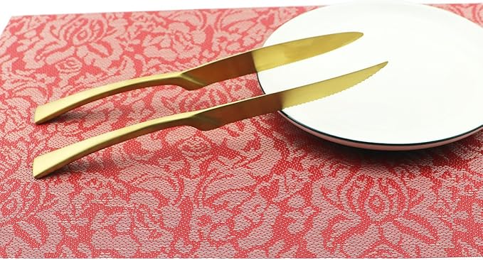 24-Piece Flatware Set,Extra Thick Heavy Duty - 18/10 Stainless Steel Cutlery Sets,High Matte Gold Finish Silverware Flatware Sets Service for 4, Use for Home,Kitchen Utensil Sets