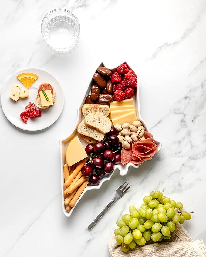 Maine Shaped Baking Dish, Serving Platter or Decorative Tray Charming Porcelain Bakeware Oven Microwave and Dishwasher Safe