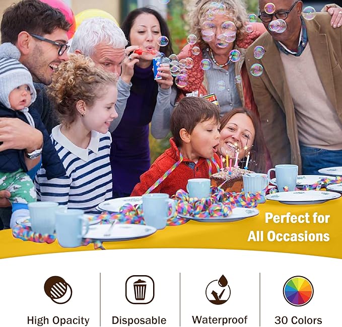 Exquisite 12-Pack Premium Plastic Tablecloth 54in. x 108in. Rectangle Table Cover - Yellow