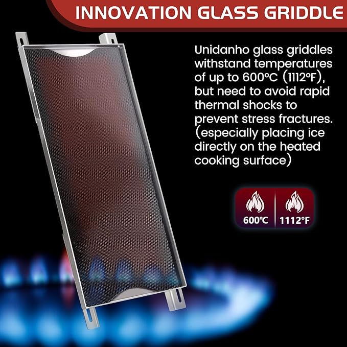 Griddle for Weber Gas Grill Stove Top Glass Cooking Pan for Charbroil Nexgrill Napoleon Flat Plate Adjustable Insert Stovetop Skillet Charcoal Electric Grills Replacement Outdoor Camp Camping Part
