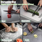 Titanium Cutting Board - Upgraded Thickened (0.08 in) Non-Deforming 100% Pure Titanium Cutting Boards with Non-Slip Pad, Food-Grade Double-Sided Chopping Board for Kitchen and Camping (Medium)