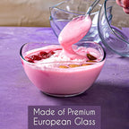 Volarium CRYSTALIA Small Glass Bowls for Kitchen Prep, Modern Round Serving Dishes for Dessert, Salad, Fruit, Pudding, Candy, Cereal, Ice Cream, Stackable Bowls Set of 6 (Medium 7 1/4 oz)