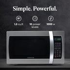Farberware Countertop Microwave 1000 Watts, 1.3 Cu. Ft. - Microwave Oven With LED Lighting and Child Lock - Perfect for Apartments and Dorms - Easy Clean Stainless Steel