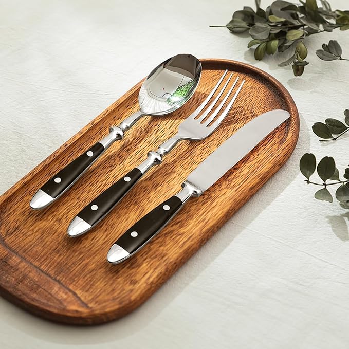 Retro 20-Piece Silverware Set, Stainless Steel Cutlery Set, Vintage Flatware Set with Black Bakelite Handle, Dishwasher Safe| Service for 4