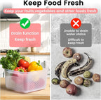 6 PCS Fruit Storage Containers for Fridge with Lids, BPA-Free, Produce Storage Containers with Removable Colander, Dishwasher & Microwave Safe for Salad Berry Lettuce Keeper