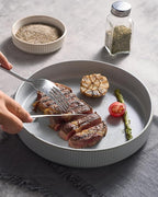 famiware Star 8.25" Pasta Bowls, Large Dinner Bowls Set of 6, Salad Bowl Plates, Shallow Bowls for Eating, Light Gray