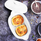 Casserole Dish with Lids, 2 Quart French White Ceramic Tureens, 12.8" x 7.9" Baking Dish, Serving Tureen Soup, for Casseroles, Lasagna Cookware Set, Microwave, Oven Safe