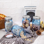 WELLIFE Blue Mason Jars 32 oz, 6 Pack wide mouth mason jars for Canning, Pickling, Food Storage, Fermenting, DIY Crafts & Decor, Glass Jar with Lid