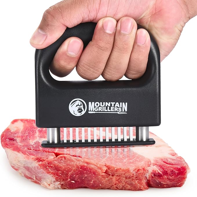 Mountain Grillers Professional 48-Blade Meat Tenderizer Tool - Premium Stainless Steel, Ergonomic Non-Slip Handle, Dishwasher Safe, Ultimate Flavor Enhancement for Steak, Chicken, Pork & More