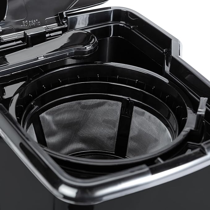 Amazon Basics Programmable 12 Cup Drip Coffee Maker, Coffee Machine with Glass Coffee Pot (1.9 Qt), Auto Shut-off, Touch Screen, Auto Pause, Removable Filter Basket, Black & Silver